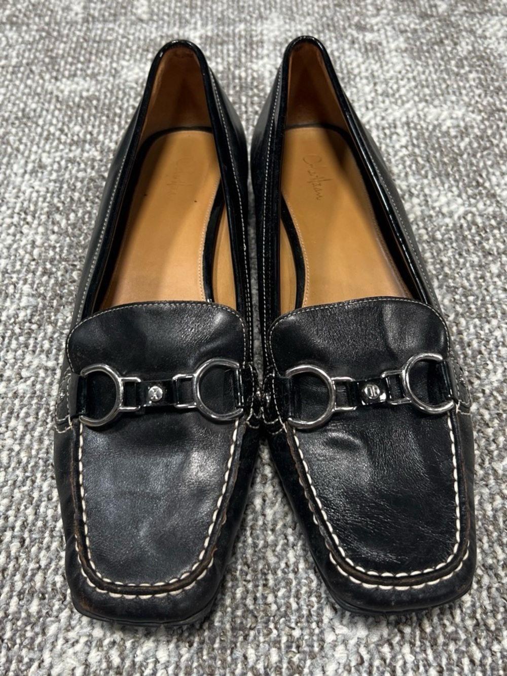 Nike x Cole Haan Black Leather Loafers with Silver Horsebit Accent